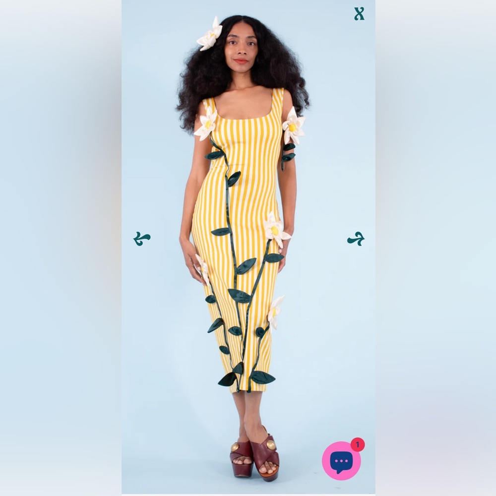 Samantha Pleet Yellow and White Striped Midi Dress